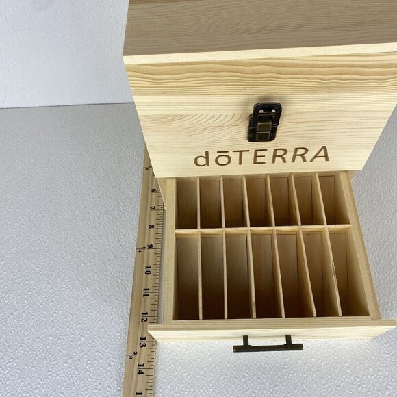 doTERRA Wooden Storage Box Hold 45 Oils & 14 Rollers  10.75 X 8.5 X 7 New w/Box - Picture 4 of 6